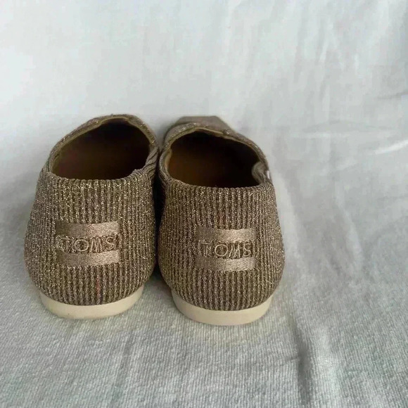 TOMS Womens Size 7 Alpargata Ortholite GOLD Sparkle Knit Flat Shoes - Picture 5 of 11